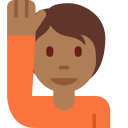 Twitter (Twemoji 14.0)  🙋🏾  Person Raising Hand: Medium-dark Skin Tone Emoji