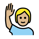 OpenMoji 13.1  🙋🏼  Person Raising Hand: Medium-light Skin Tone Emoji
