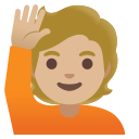 Google (Android 12L)  🙋🏼  Person Raising Hand: Medium-light Skin Tone Emoji