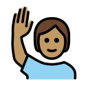 OpenMoji 13.1  🙋🏽  Person Raising Hand: Medium Skin Tone Emoji
