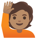 Google (Android 12L)  🙋🏽  Person Raising Hand: Medium Skin Tone Emoji