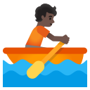 Google (Android 12L)  🚣🏿  Person Rowing Boat: Dark Skin Tone Emoji