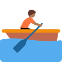Twitter (Twemoji 14.0)  🚣🏾  Person Rowing Boat: Medium-dark Skin Tone Emoji