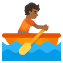 Google (Android 12L)  🚣🏾  Person Rowing Boat: Medium-dark Skin Tone Emoji