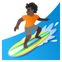 Google (Android 12L)  🏄🏿  Person Surfing: Dark Skin Tone Emoji