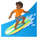 Google (Android 12L)  🏄🏾  Person Surfing: Medium-dark Skin Tone Emoji