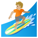 Google (Android 12L)  🏄🏼  Person Surfing: Medium-light Skin Tone Emoji