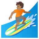 Google (Android 12L)  🏄🏽  Person Surfing: Medium Skin Tone Emoji