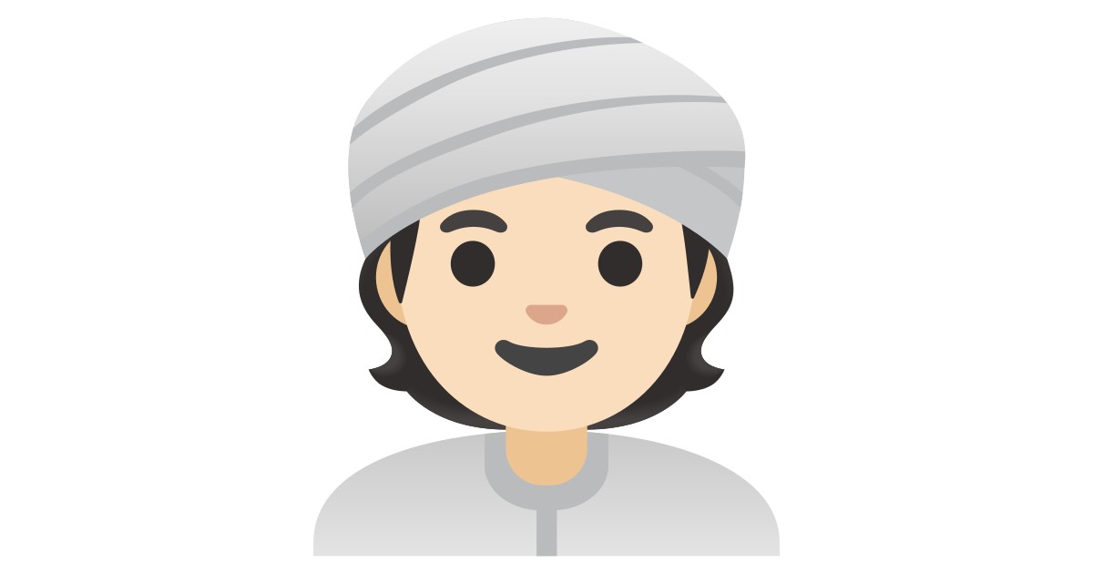 👳🏻  Person Wearing Turban: Light Skin Tone