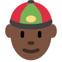 Twitter (Twemoji 14.0)  👲🏿  Person With Skullcap: Dark Skin Tone Emoji
