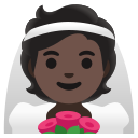 Google (Android 12L)  👰🏿  Person With Veil: Dark Skin Tone Emoji