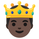 Google (Android 12L)  🤴🏿  Prince: Dark Skin Tone Emoji