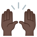 Google (Android 12L)  🙌🏿  Raising Hands: Dark Skin Tone Emoji
