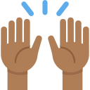 Twitter (Twemoji 14.0)  🙌🏾  Raising Hands: Medium-dark Skin Tone Emoji