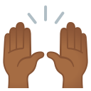 Google (Android 12L)  🙌🏾  Raising Hands: Medium-dark Skin Tone Emoji