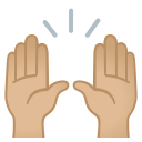 Google (Android 12L)  🙌🏼  Raising Hands: Medium-light Skin Tone Emoji