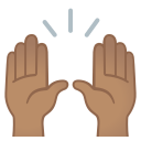 Google (Android 12L)  🙌🏽  Raising Hands: Medium Skin Tone Emoji