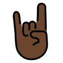 OpenMoji 13.1  🤘🏿  Sign Of The Horns: Dark Skin Tone Emoji