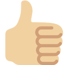 Twitter (Twemoji 14.0)  👍🏼  Thumbs Up: Medium-light Skin Tone Emoji