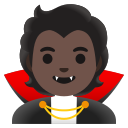 Google (Android 12L)  🧛🏿  Vampire: Dark Skin Tone Emoji
