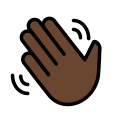 OpenMoji 13.1  👋🏿  Waving Hand: Dark Skin Tone Emoji