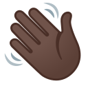 Google (Android 12L)  👋🏿  Waving Hand: Dark Skin Tone Emoji