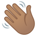Google (Android 12L)  👋🏽  Waving Hand: Medium Skin Tone Emoji