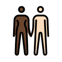 OpenMoji 13.1  👩🏿‍🤝‍👨🏻  Woman And Man Holding Hands: Dark Skin Tone, Light Skin Tone Emoji