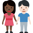 Twitter (Twemoji 14.0)  👩🏿‍🤝‍👨🏻  Woman And Man Holding Hands: Dark Skin Tone, Light Skin Tone Emoji