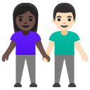 Google (Android 12L)  👩🏿‍🤝‍👨🏻  Woman And Man Holding Hands: Dark Skin Tone, Light Skin Tone Emoji