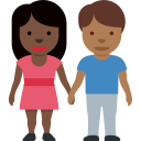 Twitter (Twemoji 14.0)  👩🏿‍🤝‍👨🏾  Woman And Man Holding Hands: Dark Skin Tone, Medium-dark Skin Tone Emoji