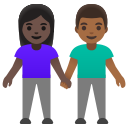 Google (Android 12L)  👩🏿‍🤝‍👨🏾  Woman And Man Holding Hands: Dark Skin Tone, Medium-dark Skin Tone Emoji