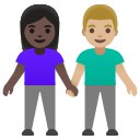 Google (Android 12L)  👩🏿‍🤝‍👨🏼  Woman And Man Holding Hands: Dark Skin Tone, Medium-light Skin Tone Emoji