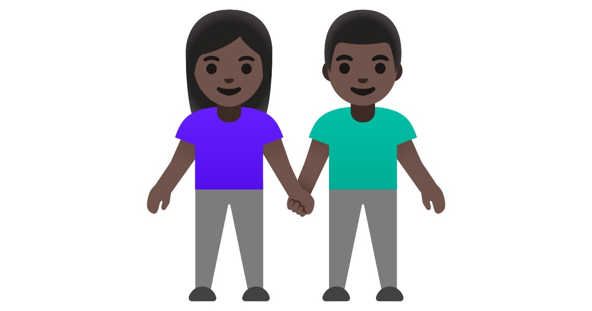 👫🏿  Woman And Man Holding Hands: Dark Skin Tone