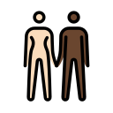 OpenMoji 13.1  👩🏻‍🤝‍👨🏿  Woman And Man Holding Hands: Light Skin Tone, Dark Skin Tone Emoji