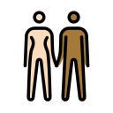 OpenMoji 13.1  👩🏻‍🤝‍👨🏾  Woman And Man Holding Hands: Light Skin Tone, Medium-dark Skin Tone Emoji
