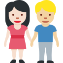 Twitter (Twemoji 14.0)  👩🏻‍🤝‍👨🏼  Woman And Man Holding Hands: Light Skin Tone, Medium-light Skin Tone Emoji