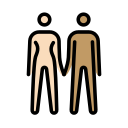 OpenMoji 13.1  👩🏻‍🤝‍👨🏽  Woman And Man Holding Hands: Light Skin Tone, Medium Skin Tone Emoji