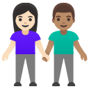 Google (Android 12L)  👩🏻‍🤝‍👨🏽  Woman And Man Holding Hands: Light Skin Tone, Medium Skin Tone Emoji