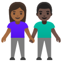 Google (Android 12L)  👩🏾‍🤝‍👨🏿  Woman And Man Holding Hands: Medium-dark Skin Tone, Dark Skin Tone Emoji