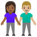 Google (Android 12L)  👩🏾‍🤝‍👨🏼  Woman And Man Holding Hands: Medium-dark Skin Tone, Medium-light Skin Tone Emoji