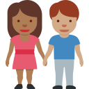 Twitter (Twemoji 14.0)  👩🏾‍🤝‍👨🏽  Woman And Man Holding Hands: Medium-dark Skin Tone, Medium Skin Tone Emoji