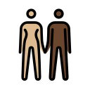 OpenMoji 13.1  👩🏼‍🤝‍👨🏿  Woman And Man Holding Hands: Medium-light Skin Tone, Dark Skin Tone Emoji