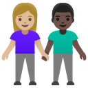 Google (Android 12L)  👩🏼‍🤝‍👨🏿  Woman And Man Holding Hands: Medium-light Skin Tone, Dark Skin Tone Emoji
