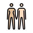 OpenMoji 13.1  👩🏼‍🤝‍👨🏻  Woman And Man Holding Hands: Medium-light Skin Tone, Light Skin Tone Emoji