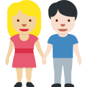 Twitter (Twemoji 14.0)  👩🏼‍🤝‍👨🏻  Woman And Man Holding Hands: Medium-light Skin Tone, Light Skin Tone Emoji