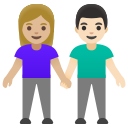 Google (Android 12L)  👩🏼‍🤝‍👨🏻  Woman And Man Holding Hands: Medium-light Skin Tone, Light Skin Tone Emoji