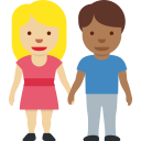 Twitter (Twemoji 14.0)  👩🏼‍🤝‍👨🏾  Woman And Man Holding Hands: Medium-light Skin Tone, Medium-dark Skin Tone Emoji