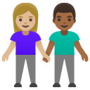 Google (Android 12L)  👩🏼‍🤝‍👨🏾  Woman And Man Holding Hands: Medium-light Skin Tone, Medium-dark Skin Tone Emoji