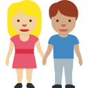Twitter (Twemoji 14.0)  👩🏼‍🤝‍👨🏽  Woman And Man Holding Hands: Medium-light Skin Tone, Medium Skin Tone Emoji